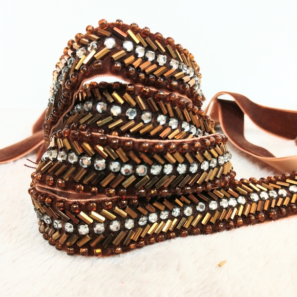 J. Crew Accessories - J. Crew Beaded Velvet Belt